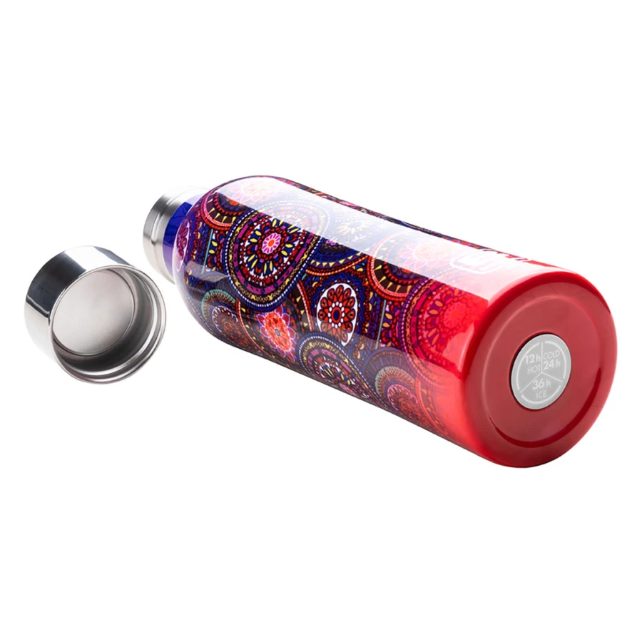 Термос с крышкой Bugatti Twin 350 мл с принтом Мандала, сталь нержавеющая, п/к