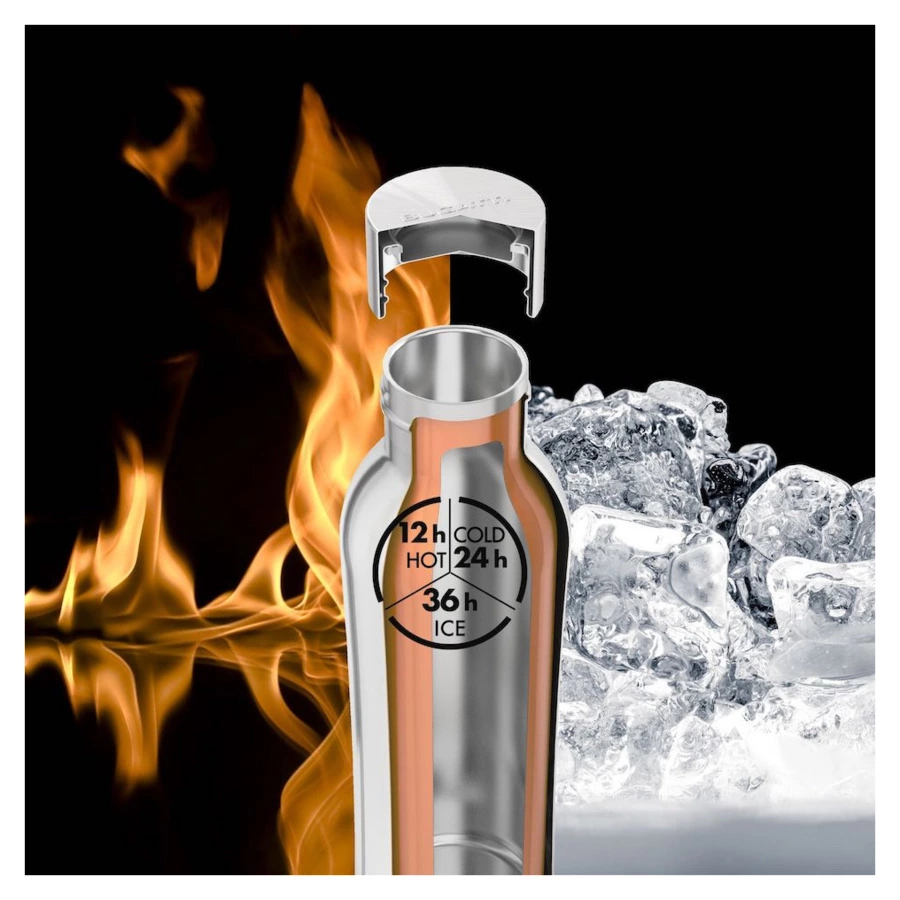 Термос с крышкой Bugatti Twin 350 мл с принтом Мандала, сталь нержавеющая, п/к