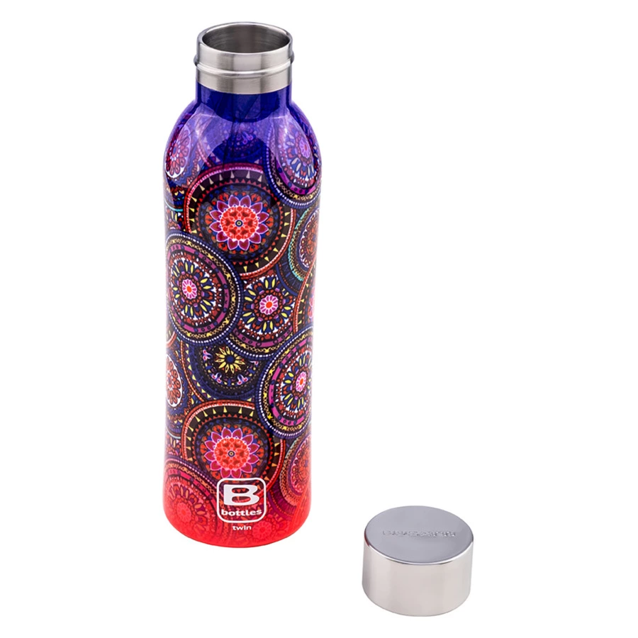 Термос с крышкой Bugatti Twin 500 мл с принтом Мандала, сталь нержавеющая, п/к