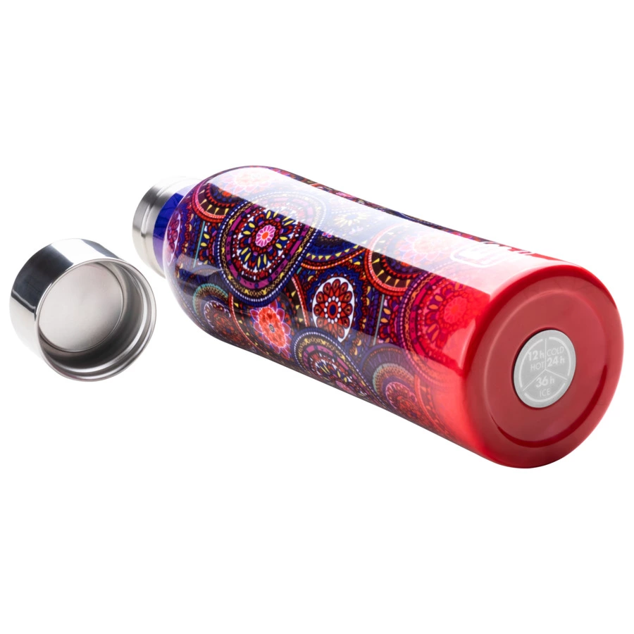 Термос с крышкой Bugatti Twin 500 мл с принтом Мандала, сталь нержавеющая, п/к