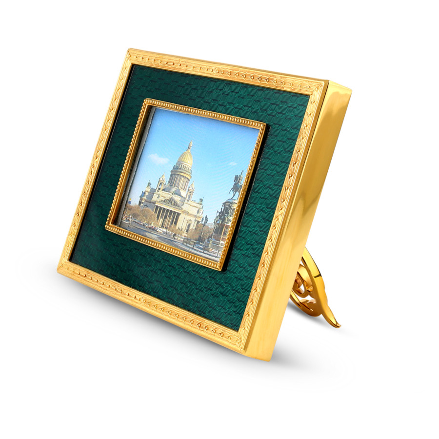 Рамка для фото Русские самоцветы, латунь, огранка Прямоугольник, зеленая