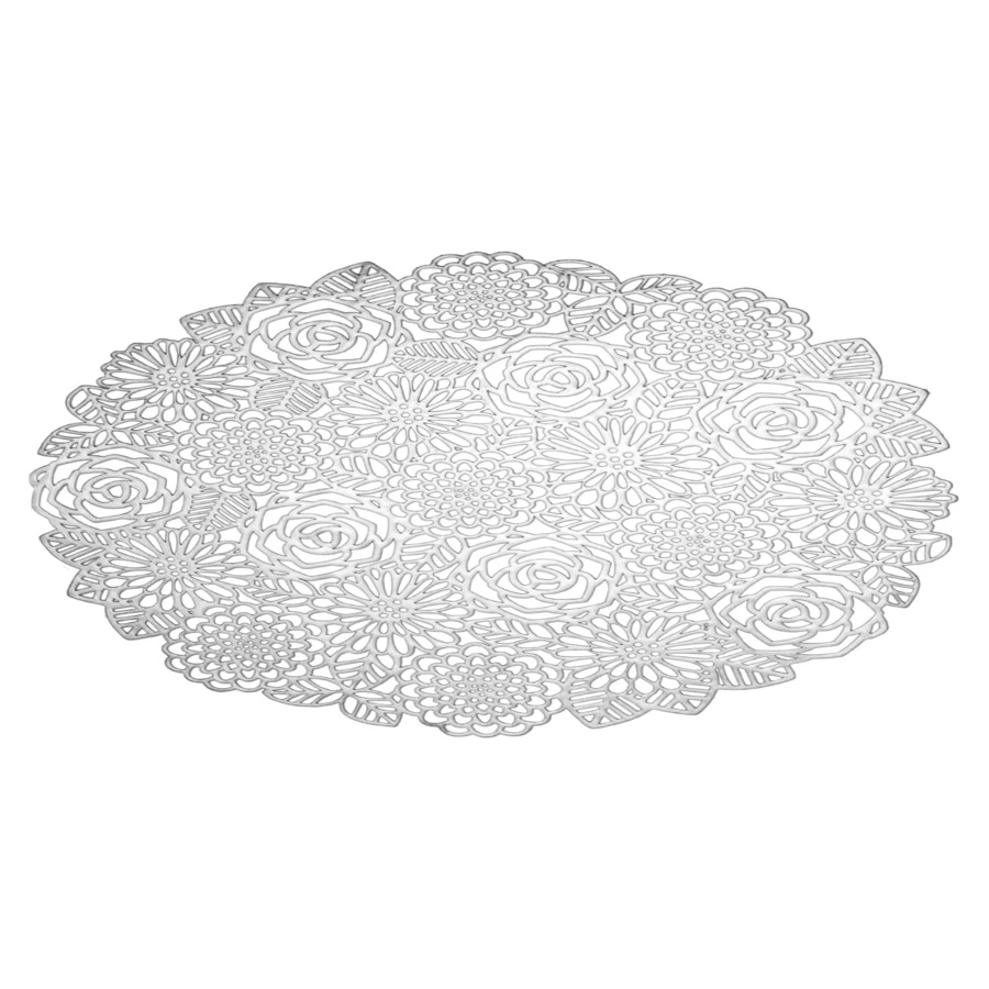 Салфетка подстановочная круглая Decor de table Home Rose 38 см, ПВХ, серебристая