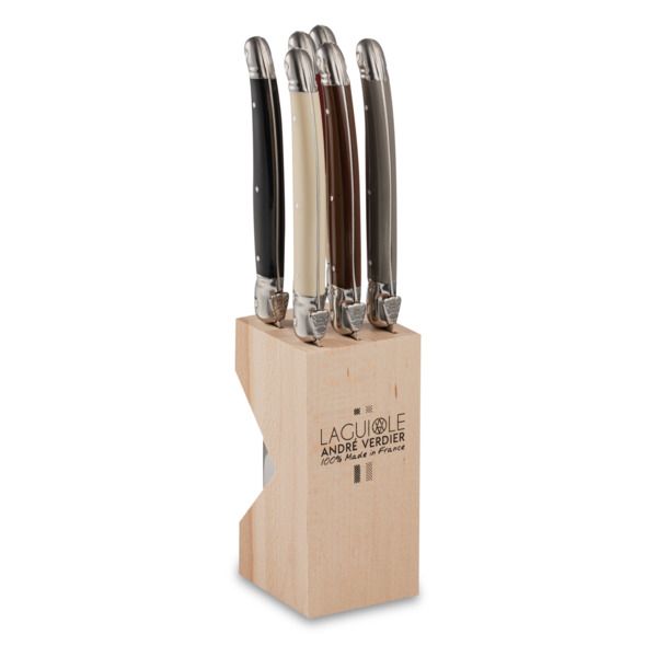 Набор ножей для стейка ANDRE VERDIER Laguiole Debutant Tradition, 6 шт, в блоке, разноцветный, п/к