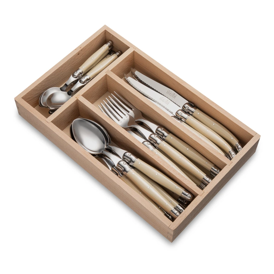 Набор столовых приборов ANDRE VERDIER Laguiole Essentiel Debutant на 6 персон 24 предмета, белый,п/к