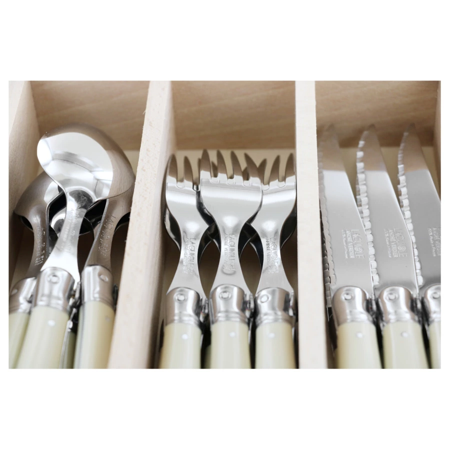 Набор столовых приборов ANDRE VERDIER Laguiole Essentiel Debutant на 6 персон 24 предмета, белый,п/к