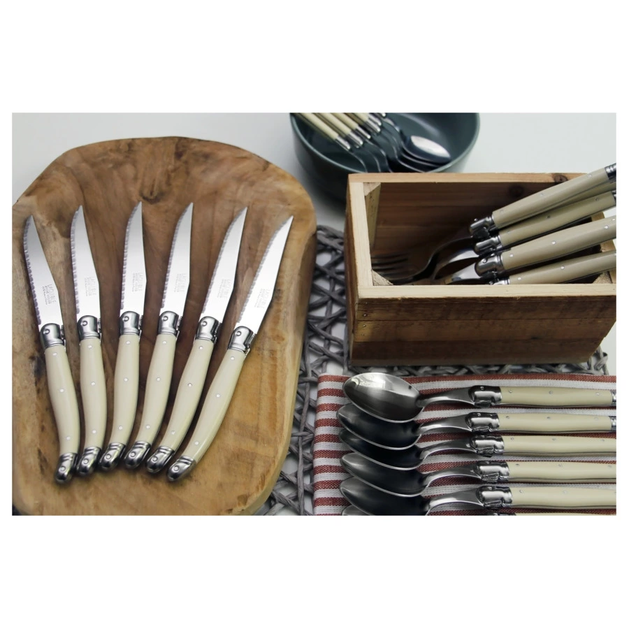 Набор столовых приборов ANDRE VERDIER Laguiole Essentiel Debutant на 6 персон 24 предмета, белый,п/к