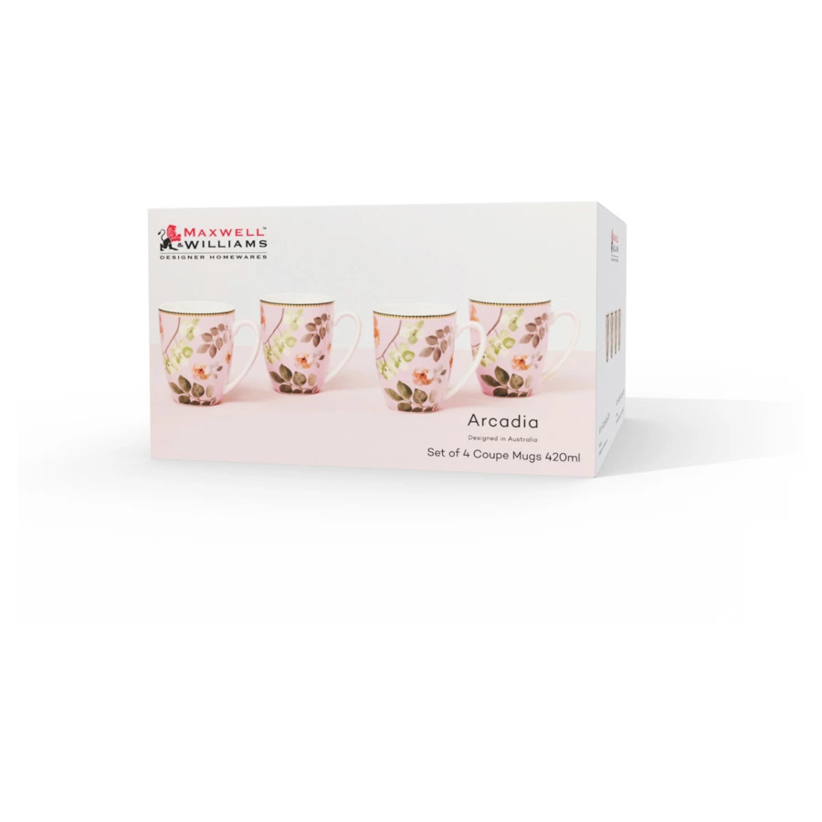 Набор кружек чайных Maxwell & Williams Arcadia 4 шт, фарфор, розовый, п/к