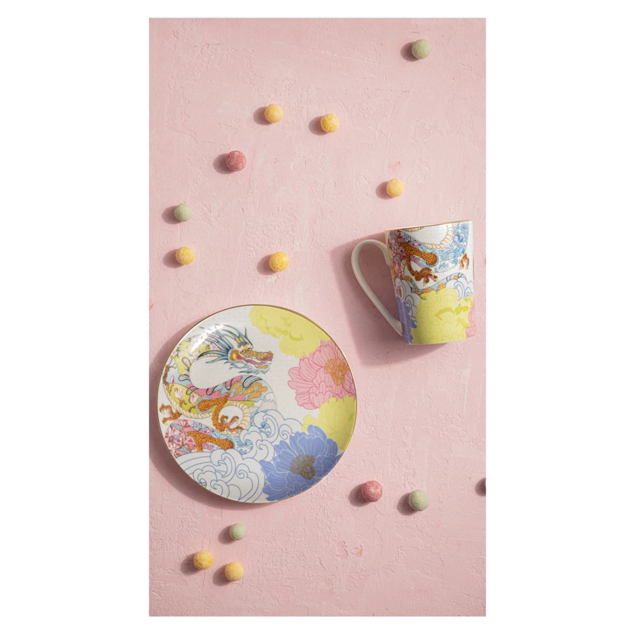 Кружка Decor de table Дракон 540 мл, фарфор костяной, разноцветная