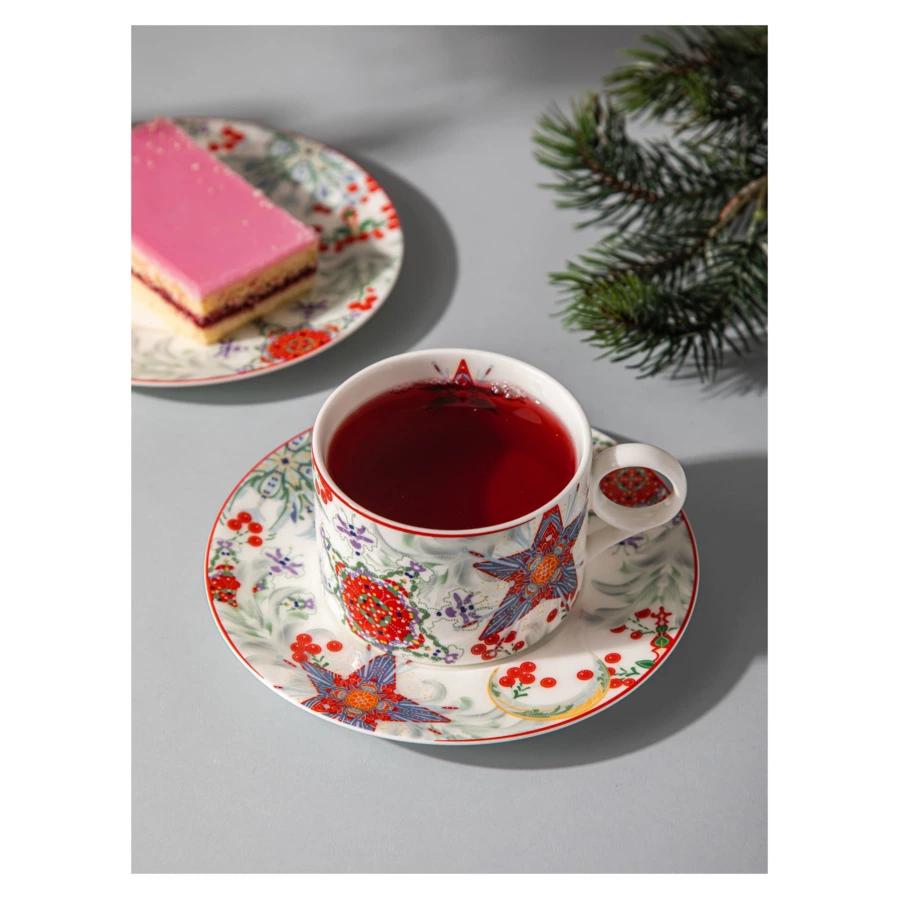 Чашка чайная с блюдцем Mix&Match Home Счастливая Звезда, фарфор