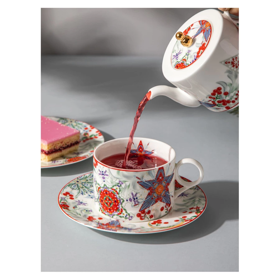 Чашка чайная с блюдцем Mix&Match Home Счастливая Звезда, фарфор