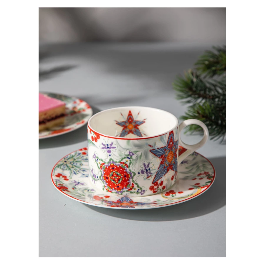 Чашка чайная с блюдцем Mix&Match Home Счастливая Звезда, фарфор