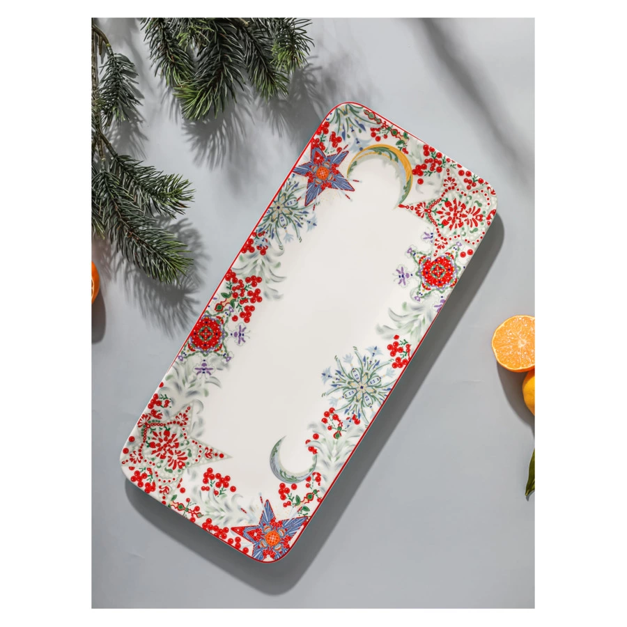 Блюдо прямоугольное Mix&Match Home Счастливая Звезда 38х17 см, фарфор