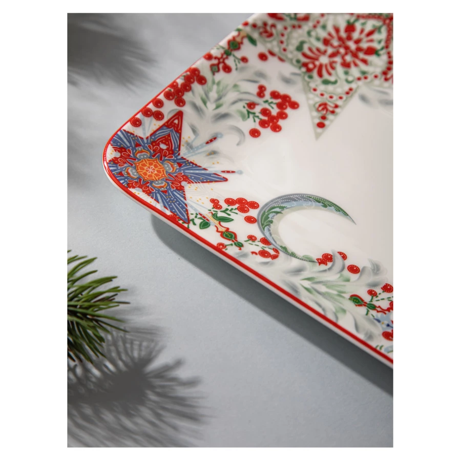 Блюдо прямоугольное Mix&Match Home Счастливая Звезда 38х17 см, фарфор