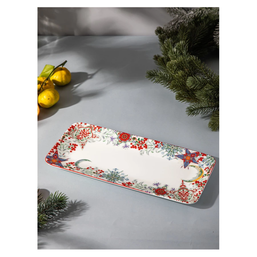 Блюдо прямоугольное Mix&Match Home Счастливая Звезда 38х17 см, фарфор