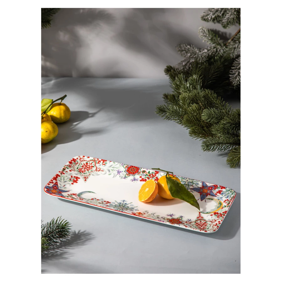 Блюдо прямоугольное Mix&Match Home Счастливая Звезда 38х17 см, фарфор