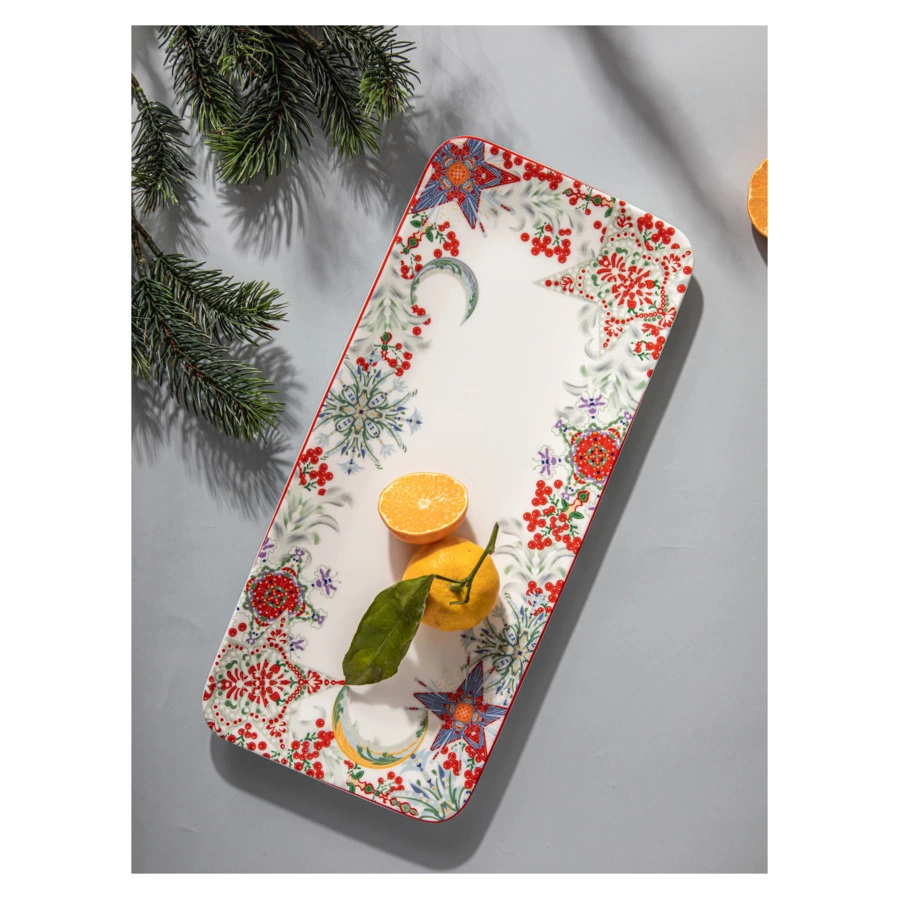 Блюдо прямоугольное Mix&Match Home Счастливая Звезда 38х17 см, фарфор