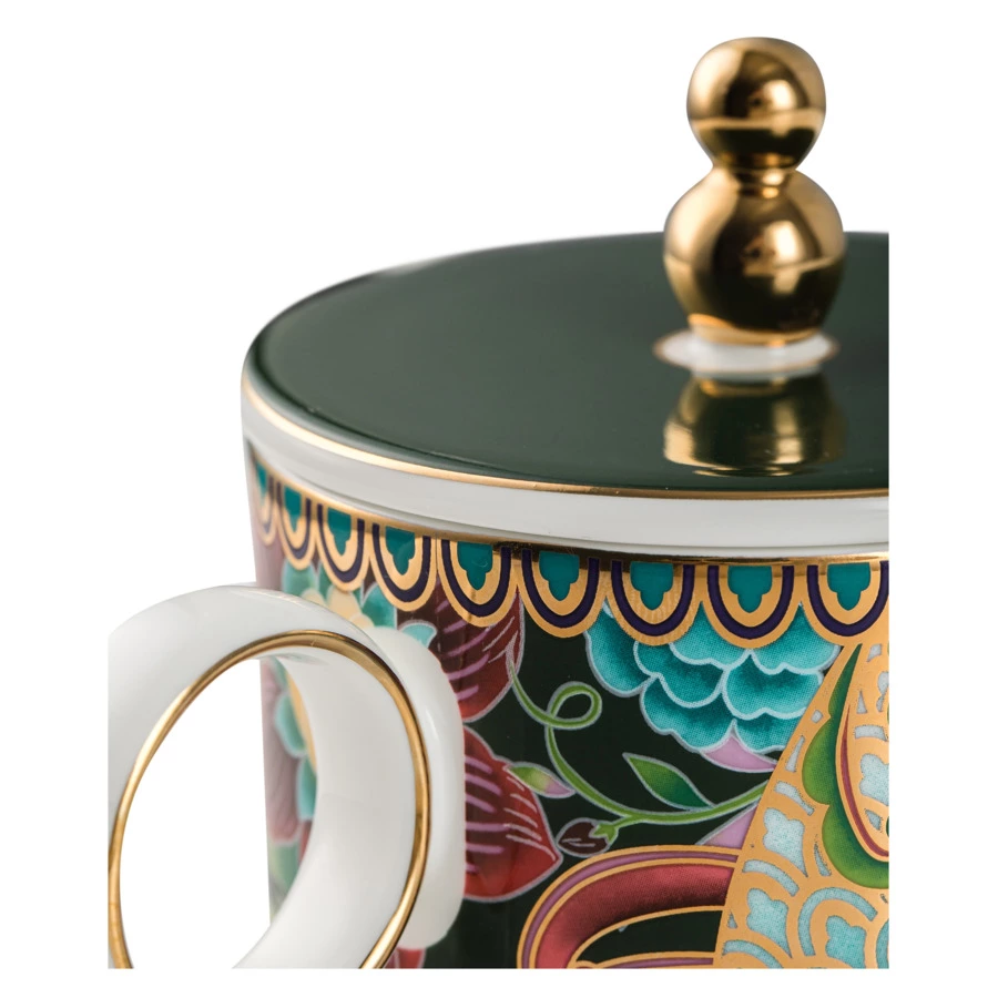 Кружка с крышкой Mix&Match Home Волшебный Дракон 350 мл, фарфор, зеленая