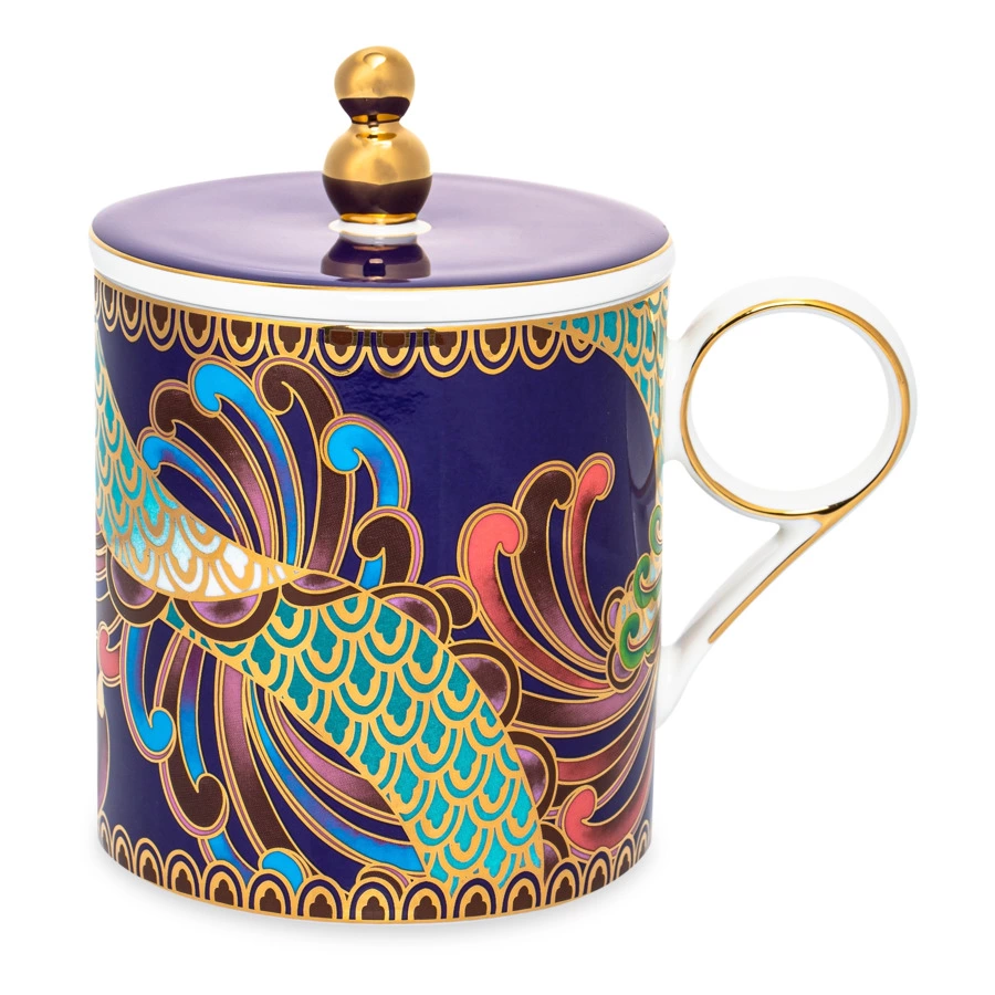 Кружка с крышкой Mix&Match Home Волшебный Дракон 350 мл, фарфор, фиолетовая