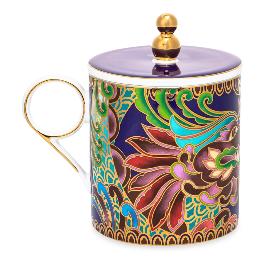 Кружка с крышкой Mix&Match Home Волшебный Дракон 350 мл, фарфор, фиолетовая