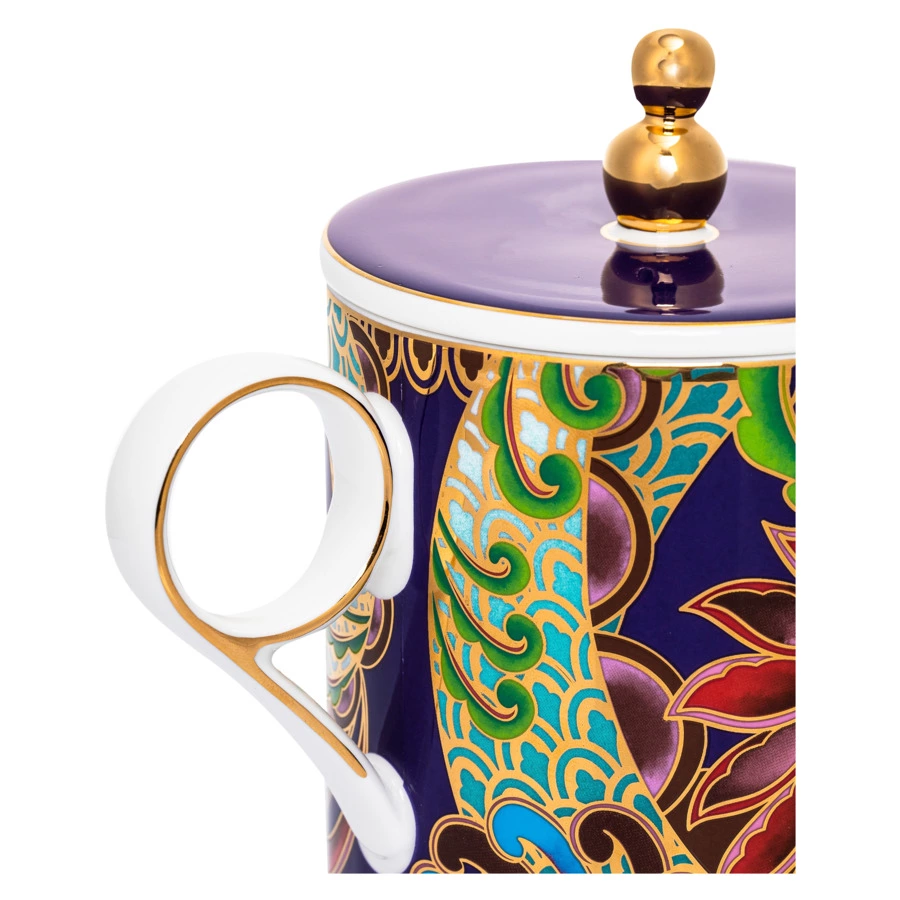 Кружка с крышкой Mix&Match Home Волшебный Дракон 350 мл, фарфор, фиолетовая