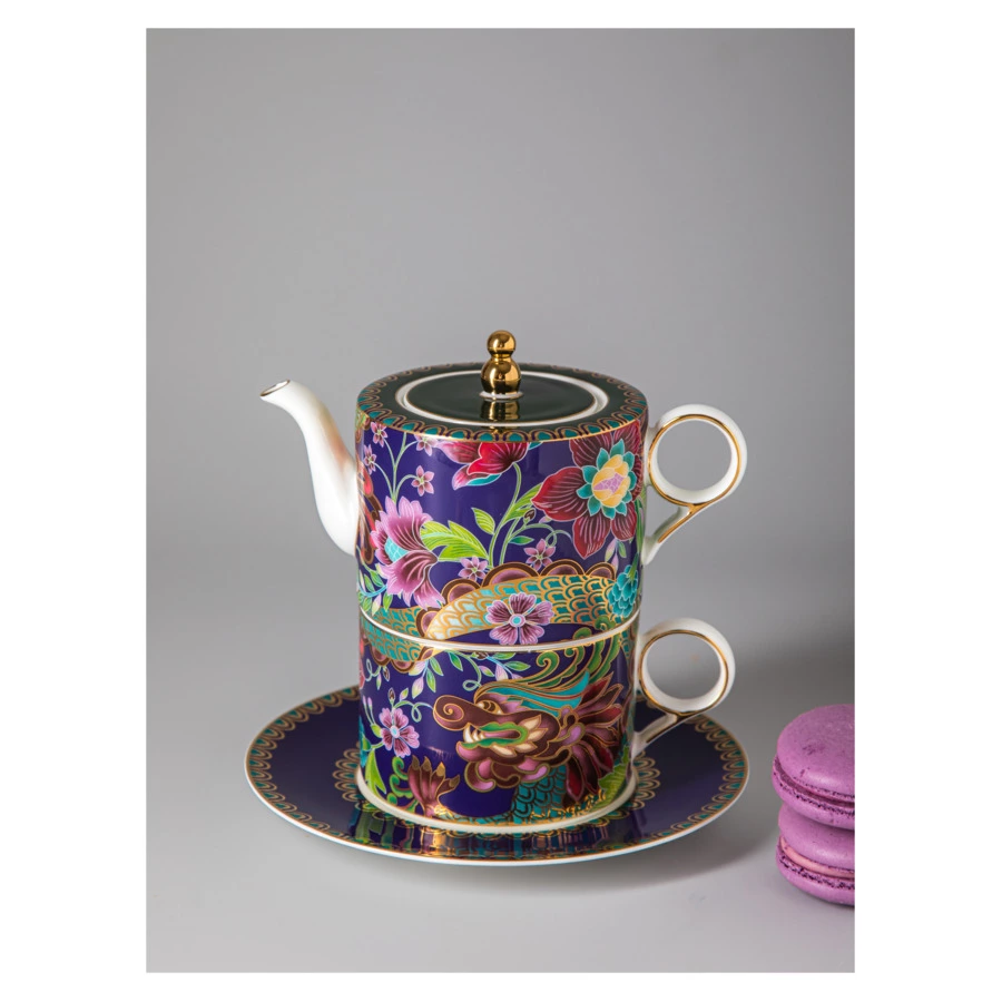 Набор Эгоист Mix&Match Home Волшебный Дракон, чайник 300 мл, чашка чайная 200 мл, блюдце 16 см