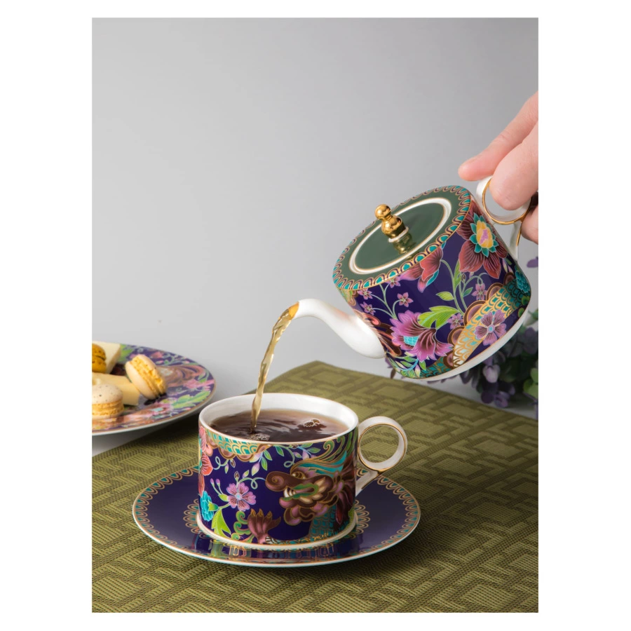 Чашка чайная с блюдцем Mix&Match Home Волшебный Дракон, фарфор, фиолетовая