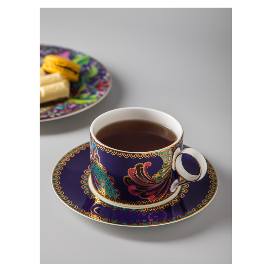 Чашка чайная с блюдцем Mix&Match Home Волшебный Дракон, фарфор, фиолетовая