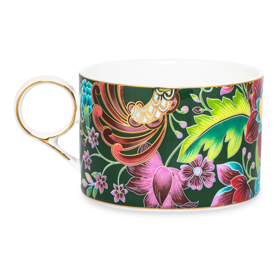 Чашка чайная с блюдцем Mix&Match Home Волшебный Дракон, фарфор, зеленая