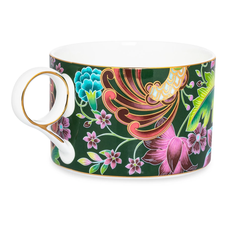 Чашка чайная с блюдцем Mix&Match Home Волшебный Дракон, фарфор, зеленая