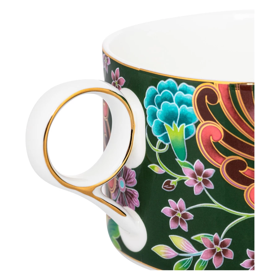 Чашка чайная с блюдцем Mix&Match Home Волшебный Дракон, фарфор, зеленая