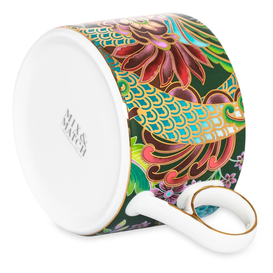 Чашка чайная с блюдцем Mix&Match Home Волшебный Дракон, фарфор, зеленая