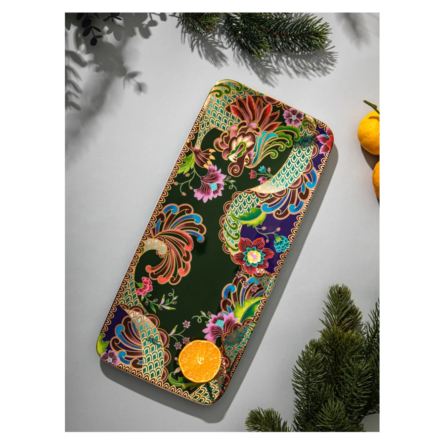 Блюдо прямоугольное Mix&Match Home Волшебный Дракон 38х17 см, фарфор