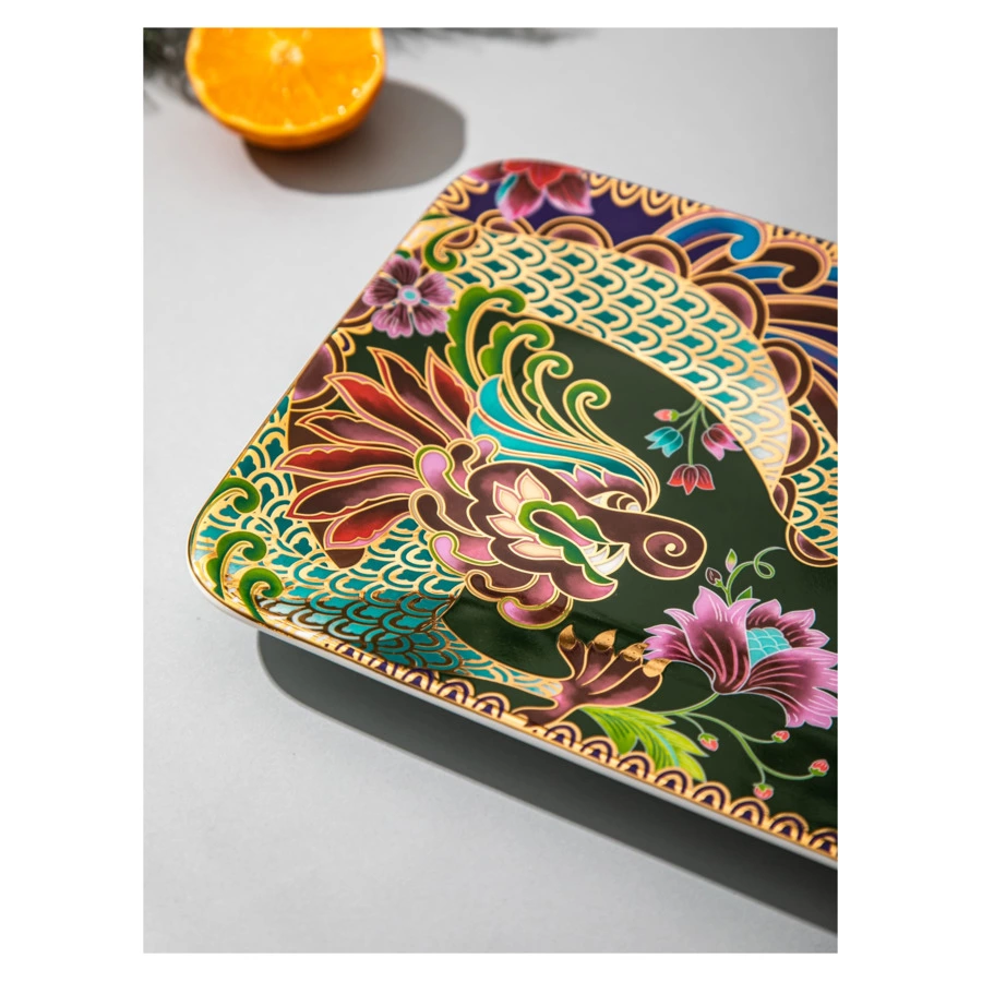 Блюдо прямоугольное Mix&Match Home Волшебный Дракон 38х17 см, фарфор