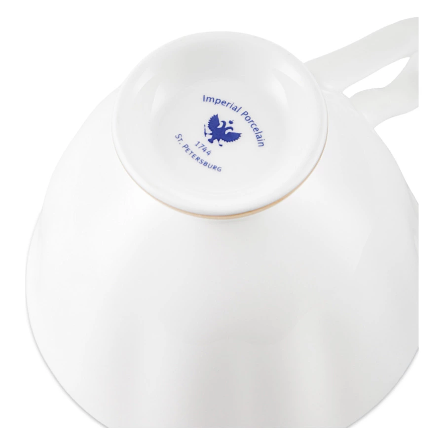 Сервиз чайный ИФЗ Нега Платиновая лента 6 персон 14 предметов, фарфор костяной