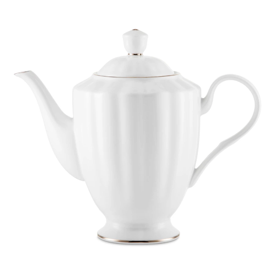 Сервиз чайный ИФЗ Нега Платиновая лента 6 персон 14 предметов, фарфор костяной