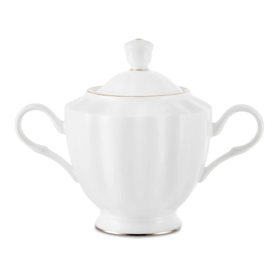 Сервиз чайный ИФЗ Нега Платиновая лента 6 персон 14 предметов, фарфор костяной