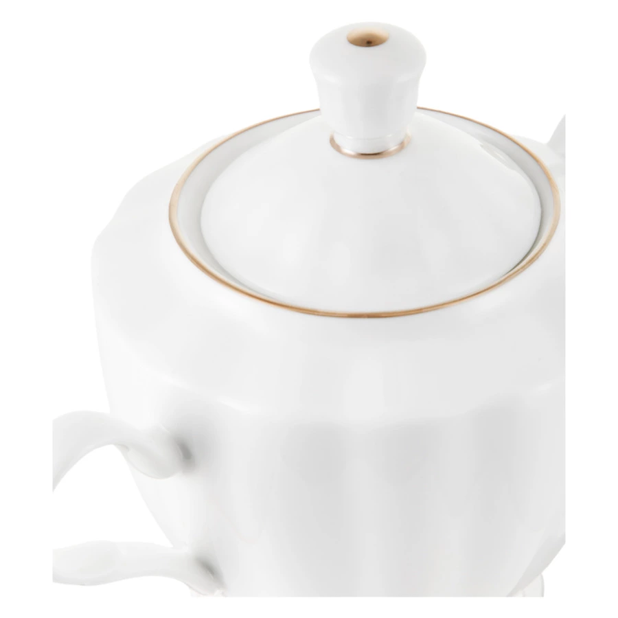 Сервиз чайный ИФЗ Нега Платиновая лента 6 персон 14 предметов, фарфор костяной