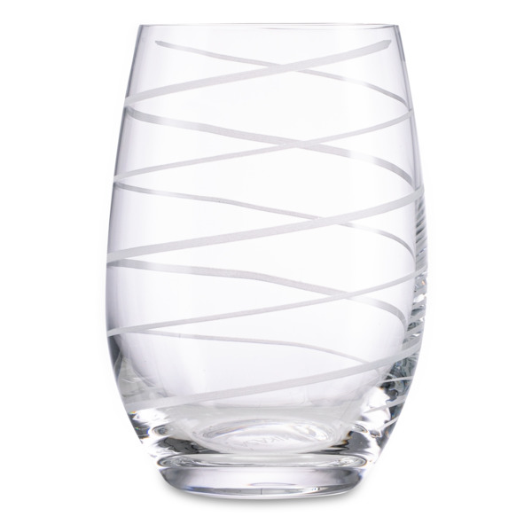 Стакан для воды Mikasa Cheers 480 мл, хрустальное стекло, серебристый декор, спираль