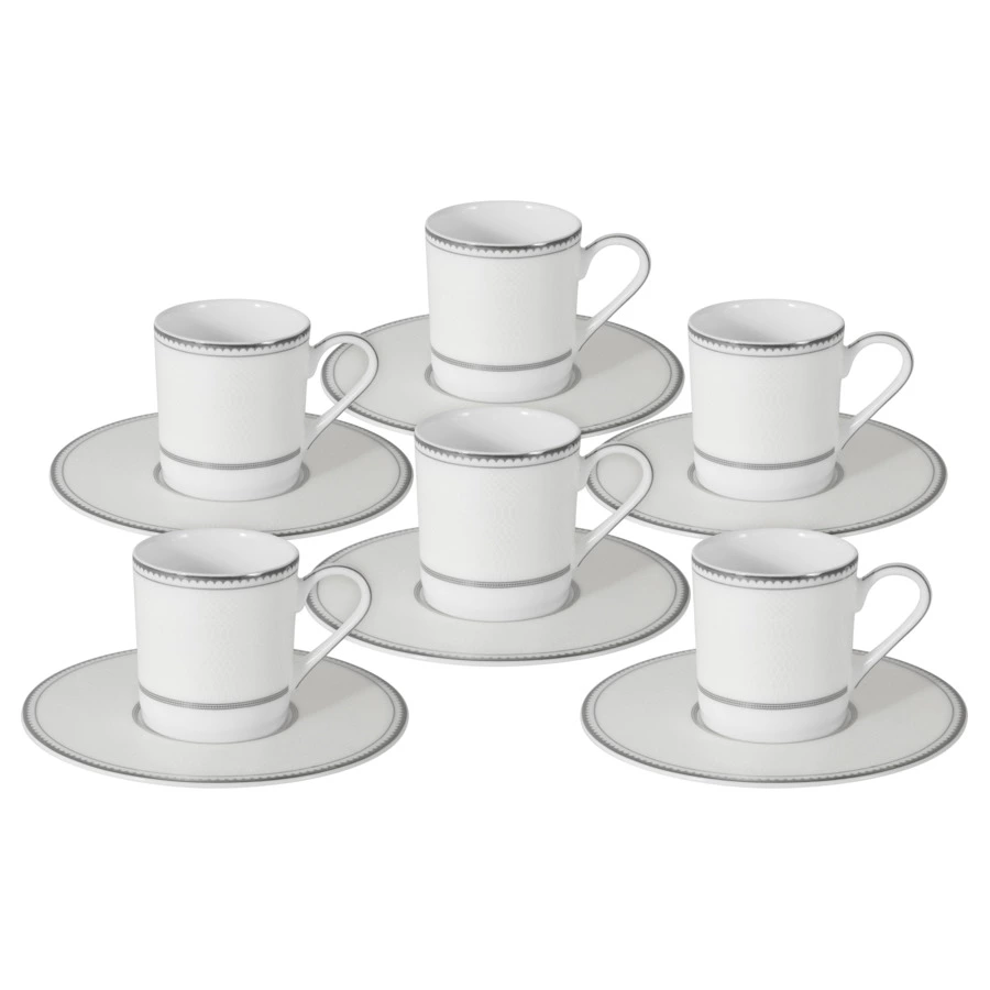 Набор кофейных пар Anna Lafarg Emily Жемчуг на 6 персон 12 преметов, фарфор, белый, п/к