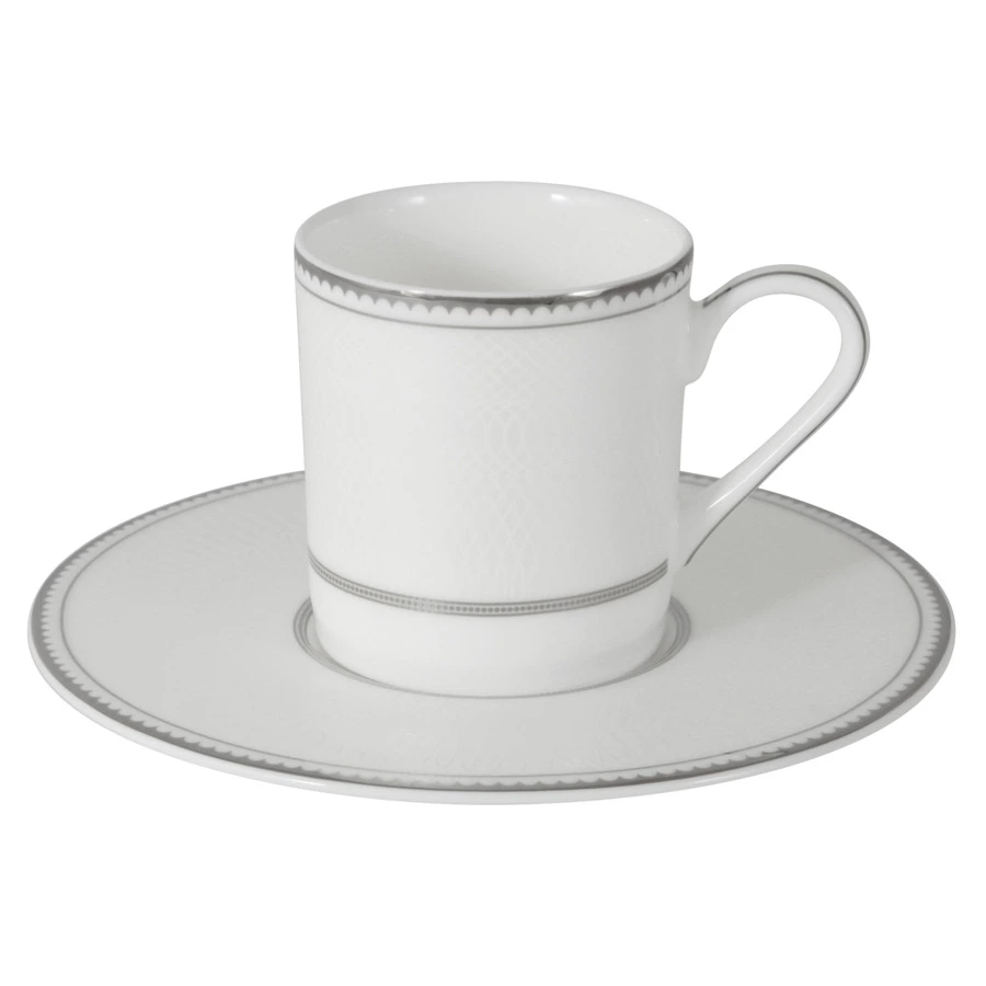 Набор кофейных пар Anna Lafarg Emily Жемчуг на 6 персон 12 преметов, фарфор, белый, п/к