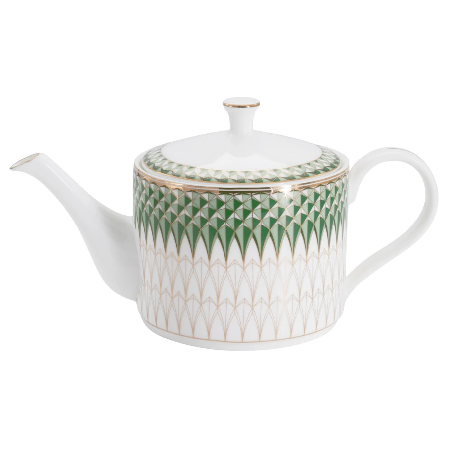 Сервиз чайный Anna Lafarg Emily Изумруд на 12 персон 40 предметов, фарфор костяной, белый