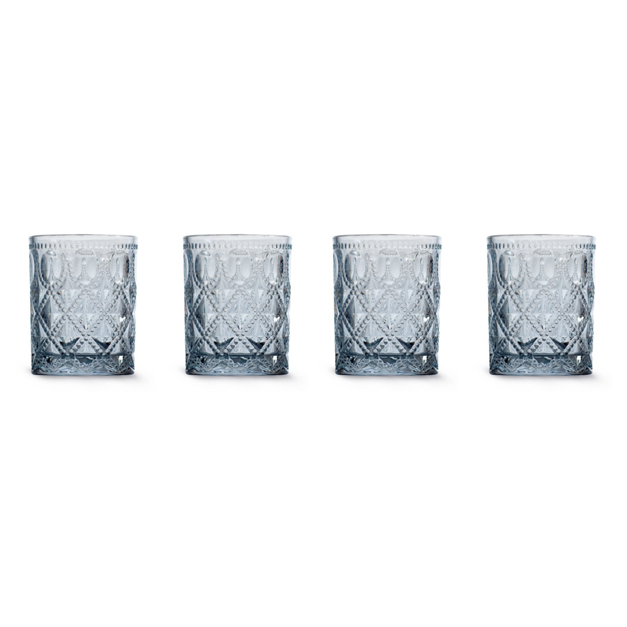 Набор стаканов для воды WD Lifestyle Dubai 0,3 л, 4 шт, стекло, голубой, п/к