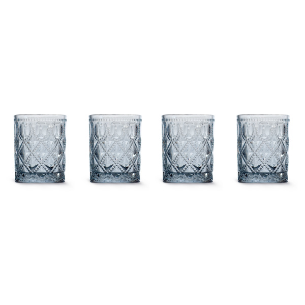 Набор стаканов для воды WD Lifestyle Dubai 0,3 л, 4 шт, стекло, голубой, п/к