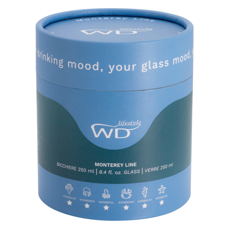 Стакан для воды WD Lifestyle Monterey Морской конек 250 мл, стекло, синий, п/к