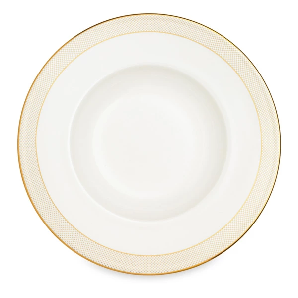 Тарелка суповая Narumi Золотая паутина 23 см, фарфор костяной