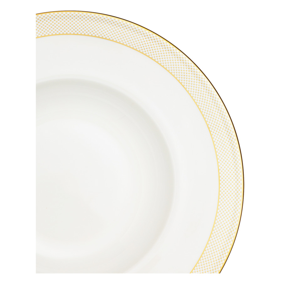 Тарелка суповая Narumi Золотая паутина 23 см, фарфор костяной