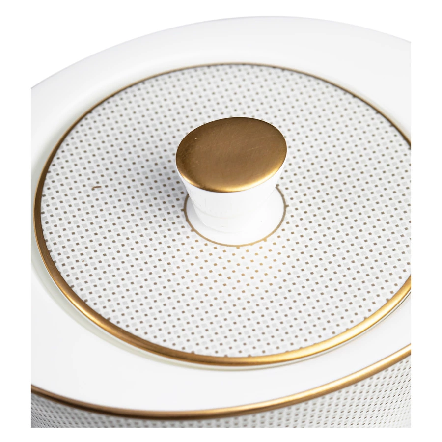 Сахарница Narumi Золотая паутина 250 мл, фарфор костяной