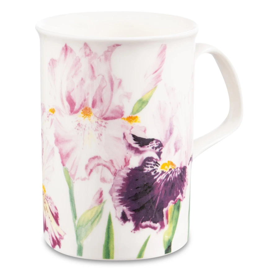 Кружка Roy Kirkham Ирис фиолетовый снизу Ланкастер 320 мл, фарфор костяной