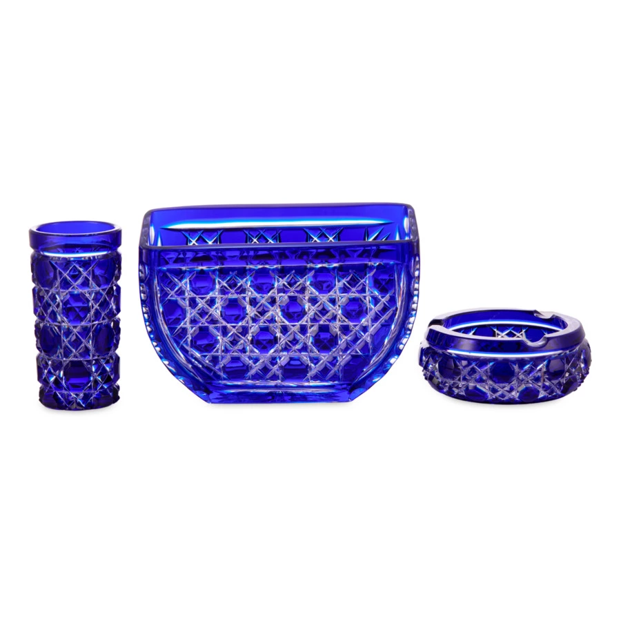 Набор кабинетный ГХЗ Президент 3 предмета, хрусталь, синий