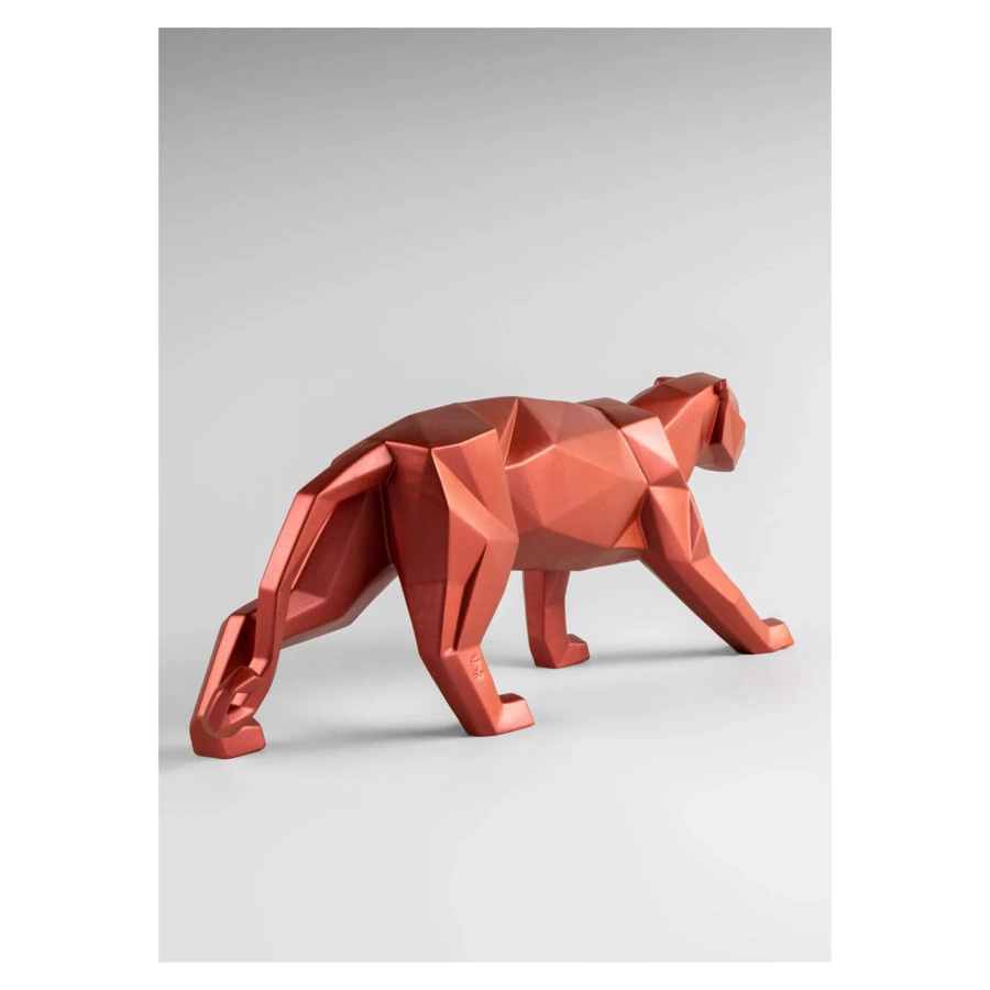 Фигурка Lladro Пантера оригами 50х12 см, фарфор, красный металлик